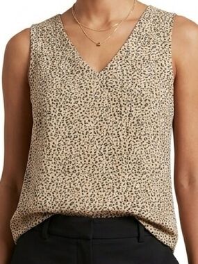 Banana Republic Sleeveless Leopard Print Knit Top XL Beige Black